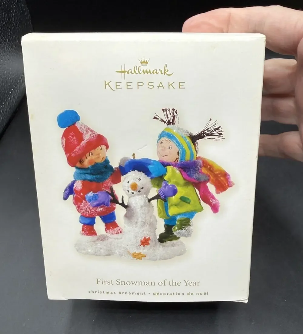 Hallmark Christmas Ornament First Snowman of the Year Kids Making Snowman 7D